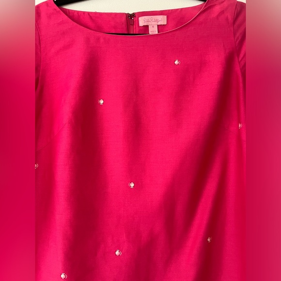 Lilly‎ Pulitzer Shift Dress Size 6 Pink Embellished Preppy Knee Length Jersey - Picture 9 of 16